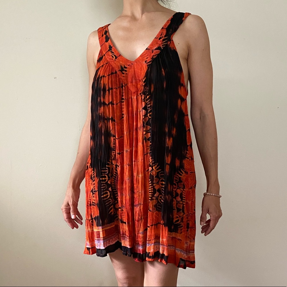 Tie Dye Orange and Black Beach Dress, size M/L